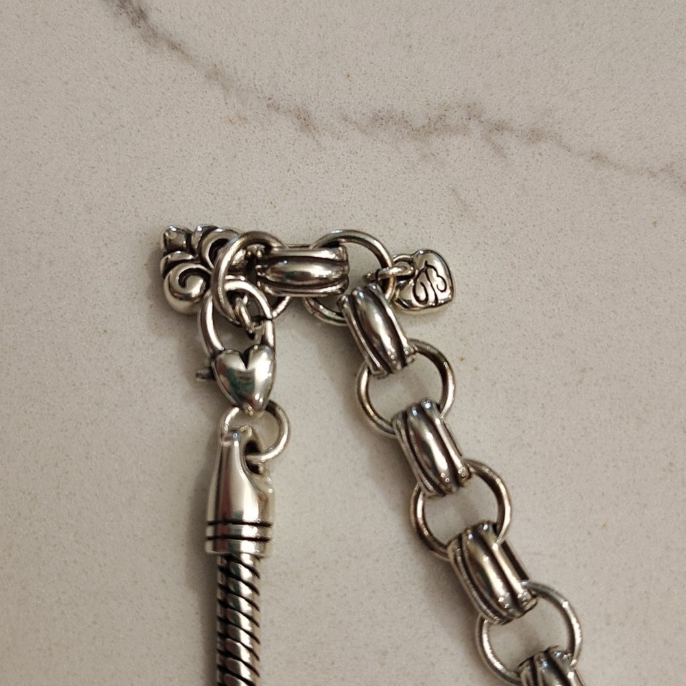 Brighton Tribeca Necklace Silver plated Rectangular Links Adjustable Retired - Picture 5 of 7